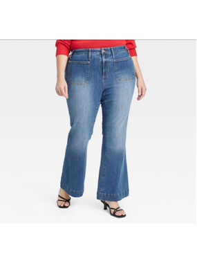 Ava & Viv Blue Denim Relaxed Flare Jeans 24 NWT High Rise